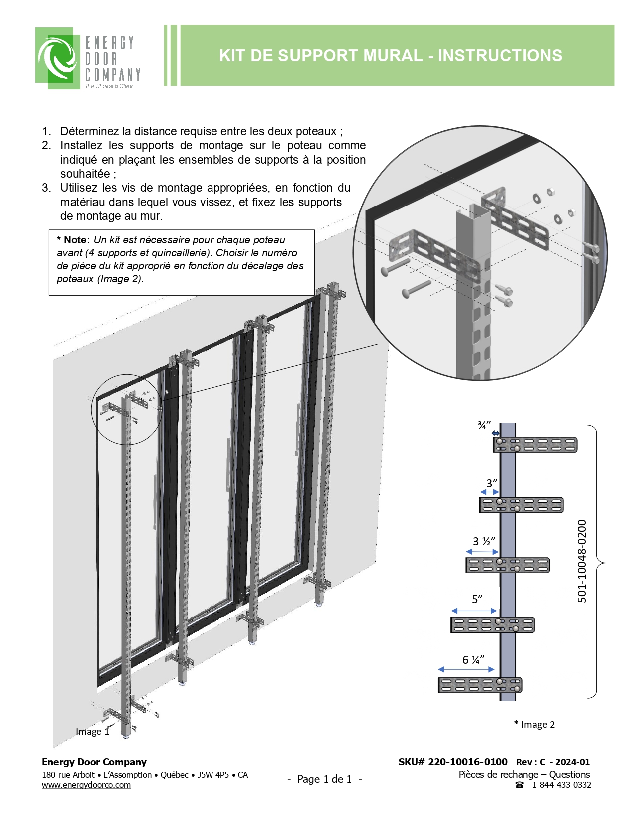 220 10016 0100 REV Kit De Support Mural Instruction REVC Page 0001